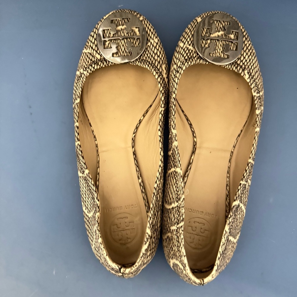 Tory Burch Beige Snakeskin Loafers